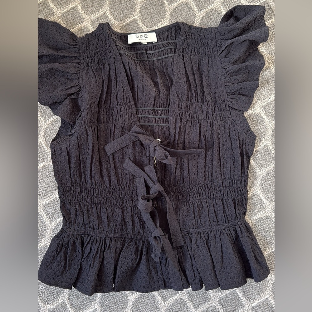 Sea Midnight Black Textured top
